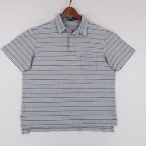 Vintage Polo Ralph Lauren Polo Shirt Men XL Blue Stripe Texture Pima Cotton Slub